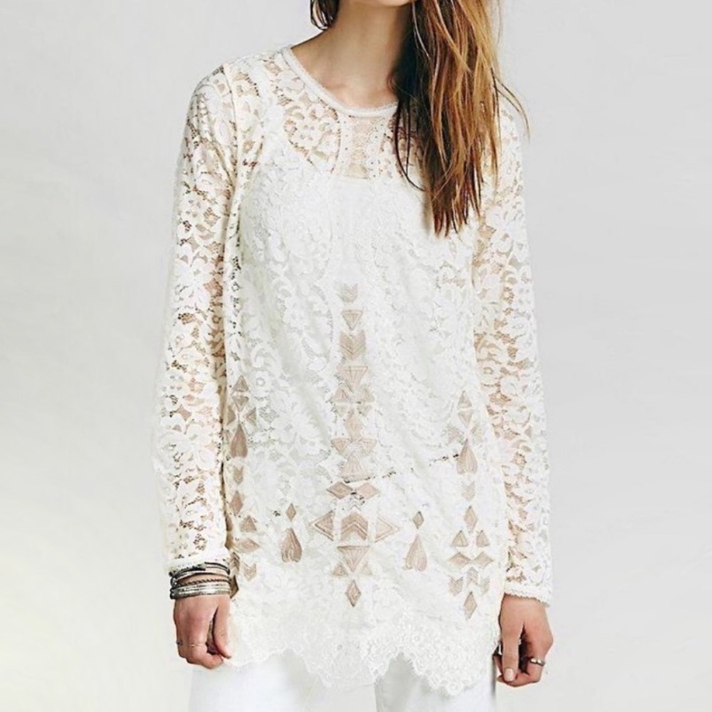 Free People Sheer Lace Tunic